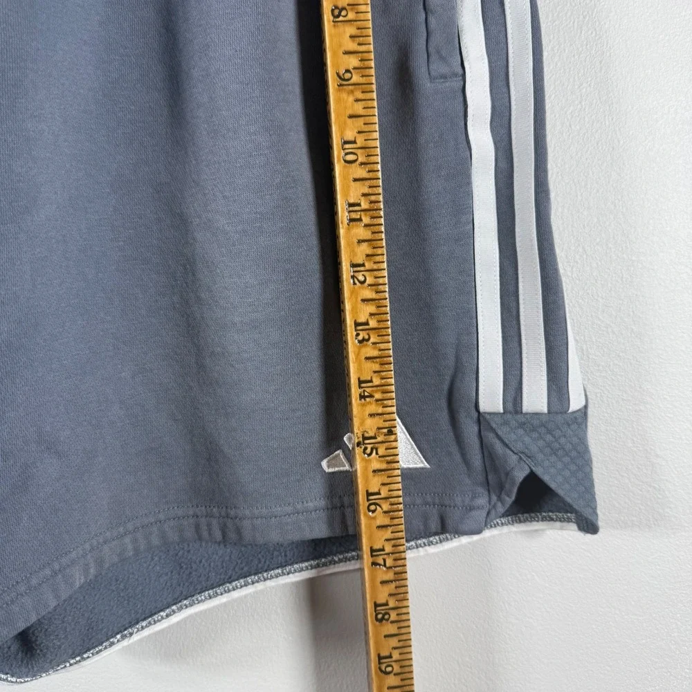Adidas Three Stripe Logo Fleece Athletic Shorts Gray XL